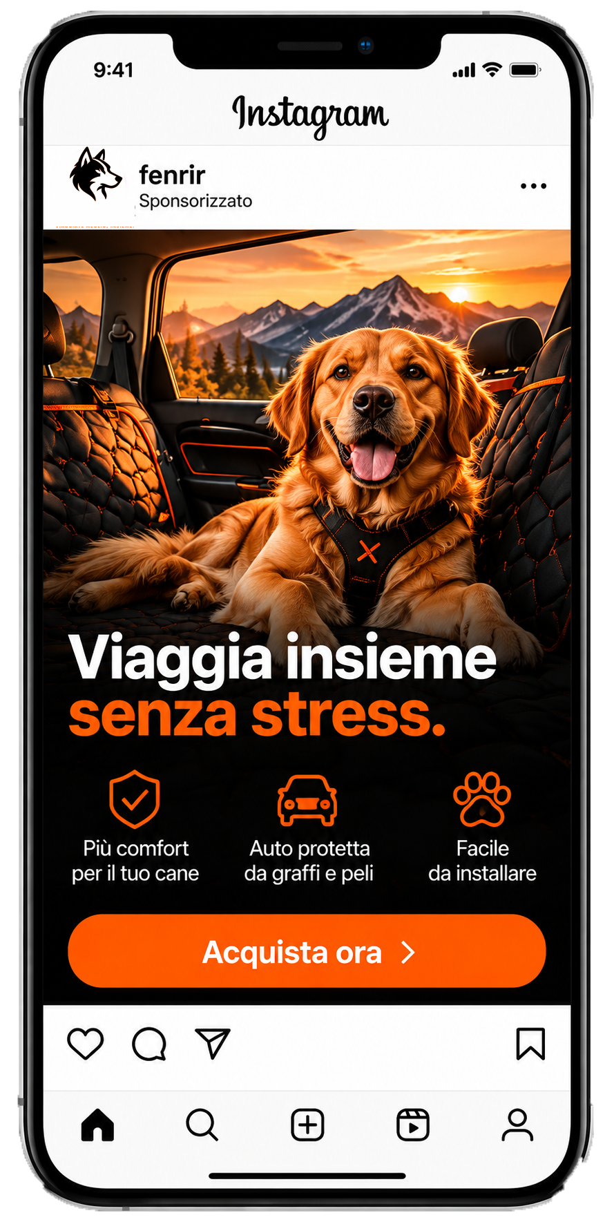 Annuncio Instagram Fenrir per viaggiare col cane copia
