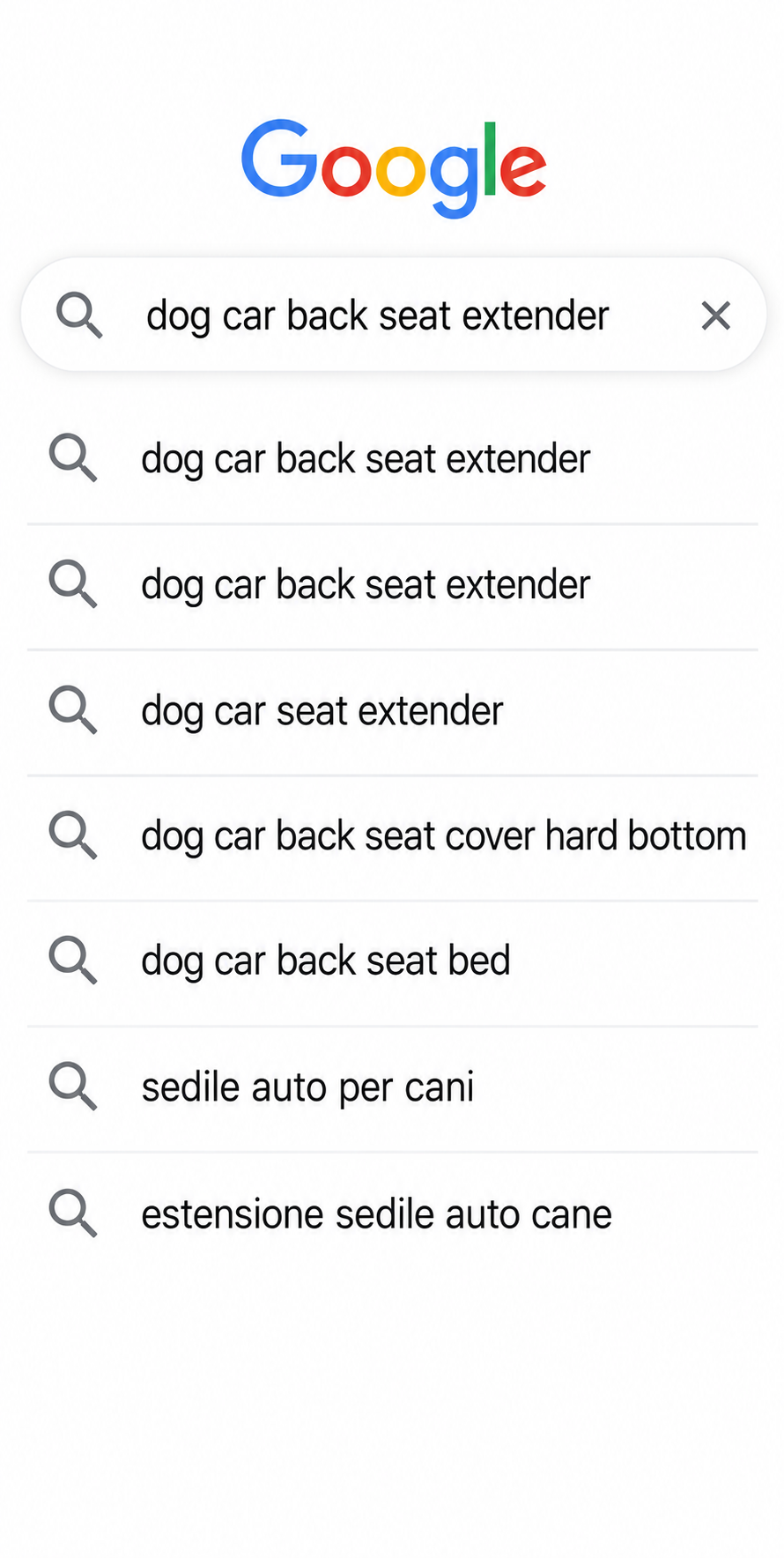 Suggerimenti Google per accessori auto per cani copia